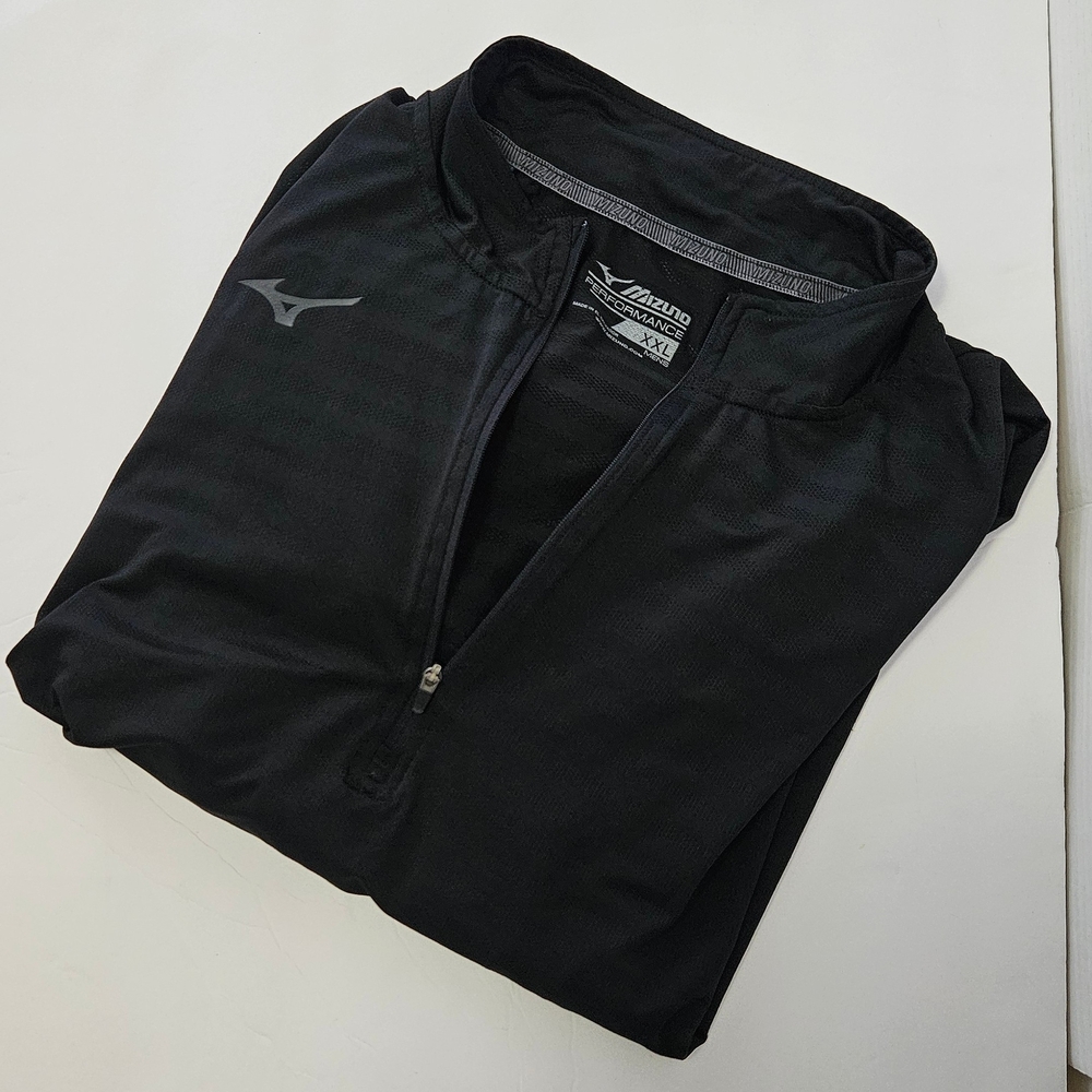 Men's Mizuno Big & Tall Performance Baseball 1/4 Zip Warm Up - Black -  XXL